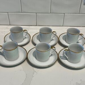 Golden Heirloom by JSC, gold rimmed espresso cups and saucers, set of 6